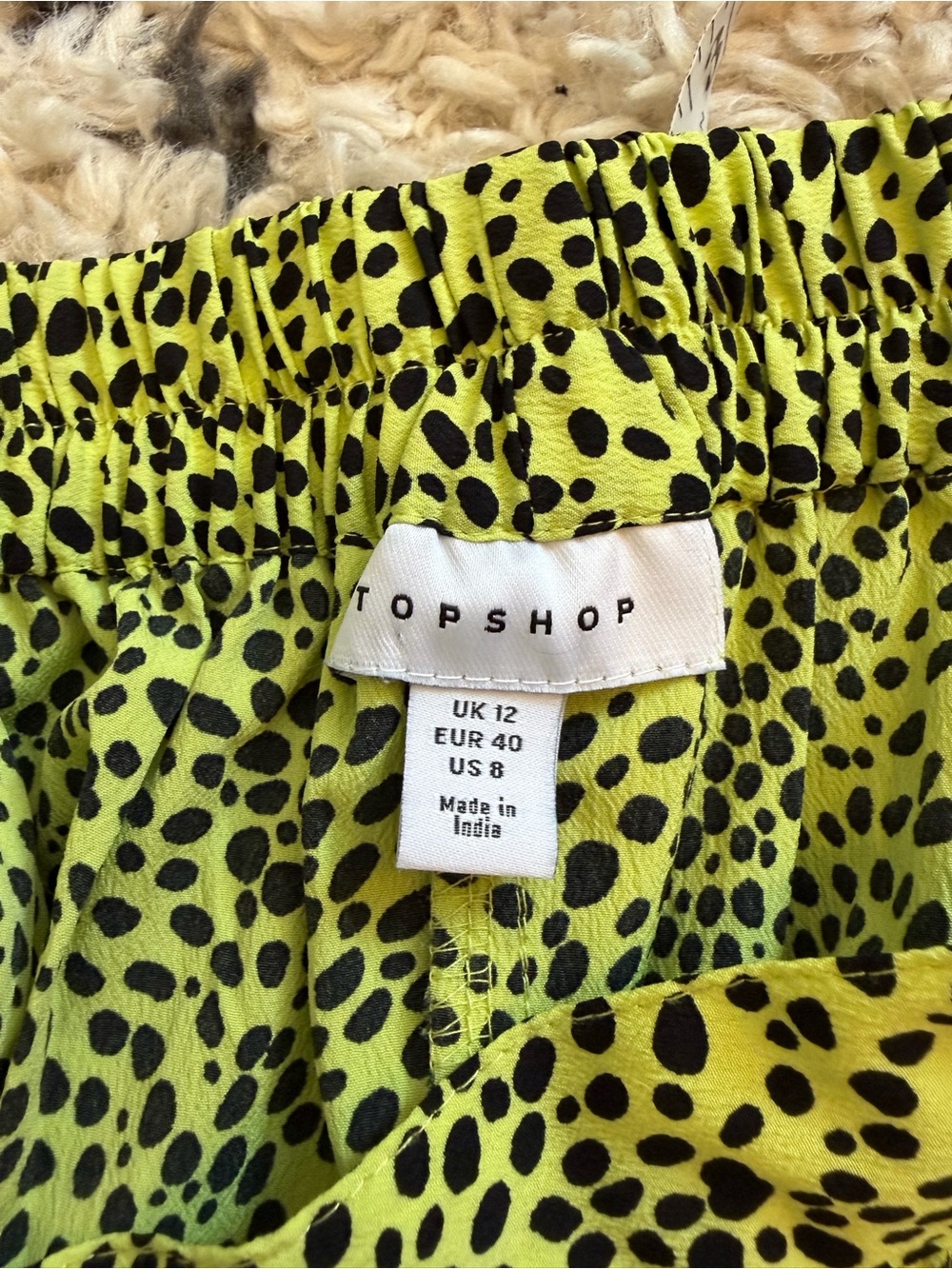 Topshop Neon Lime Animal Print Shorts Woman Size US 8